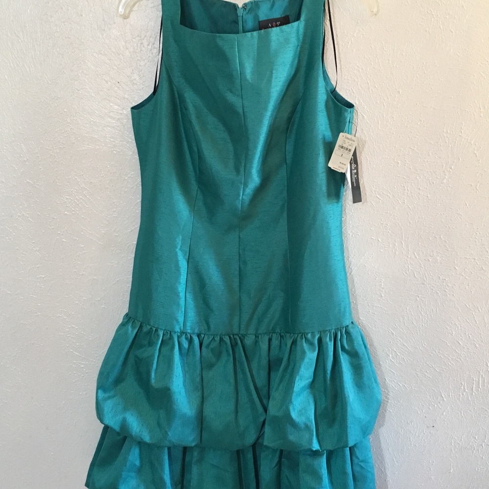 Silk Shantung/Dupioni like Ruffled Cocktail Dress